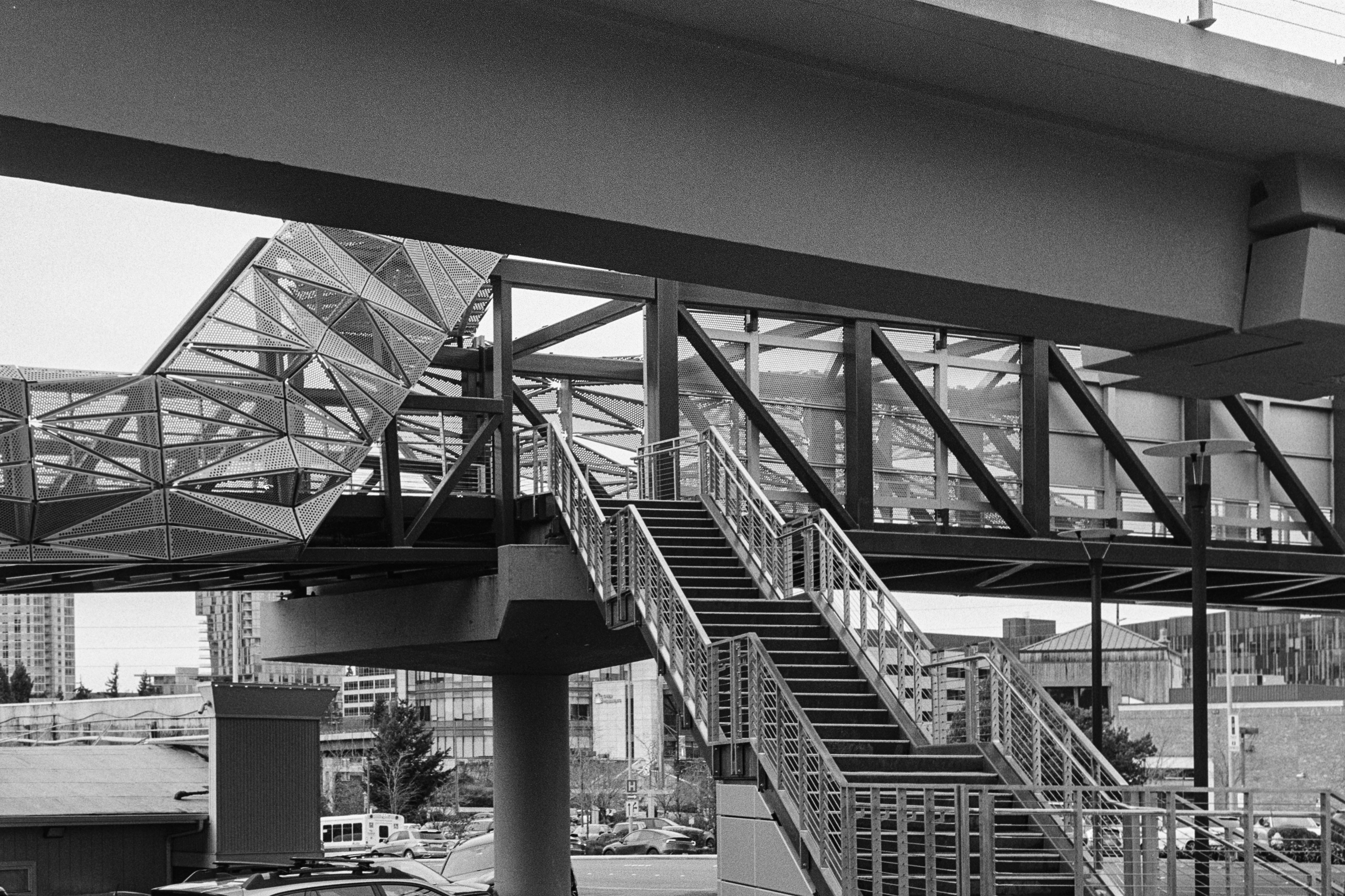 Pedestrian bridge stairway, frame 020