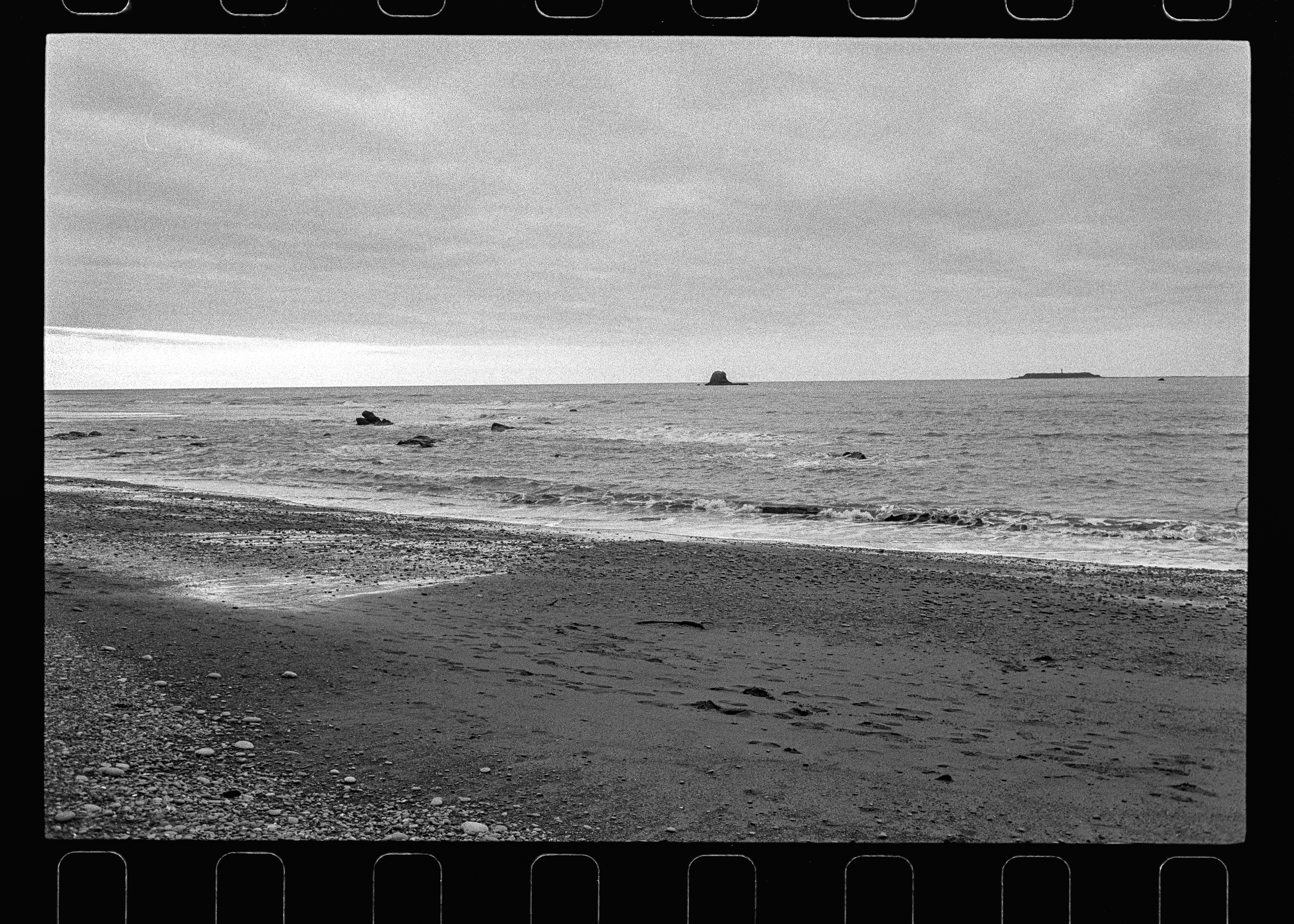 Open beach and overcast sky