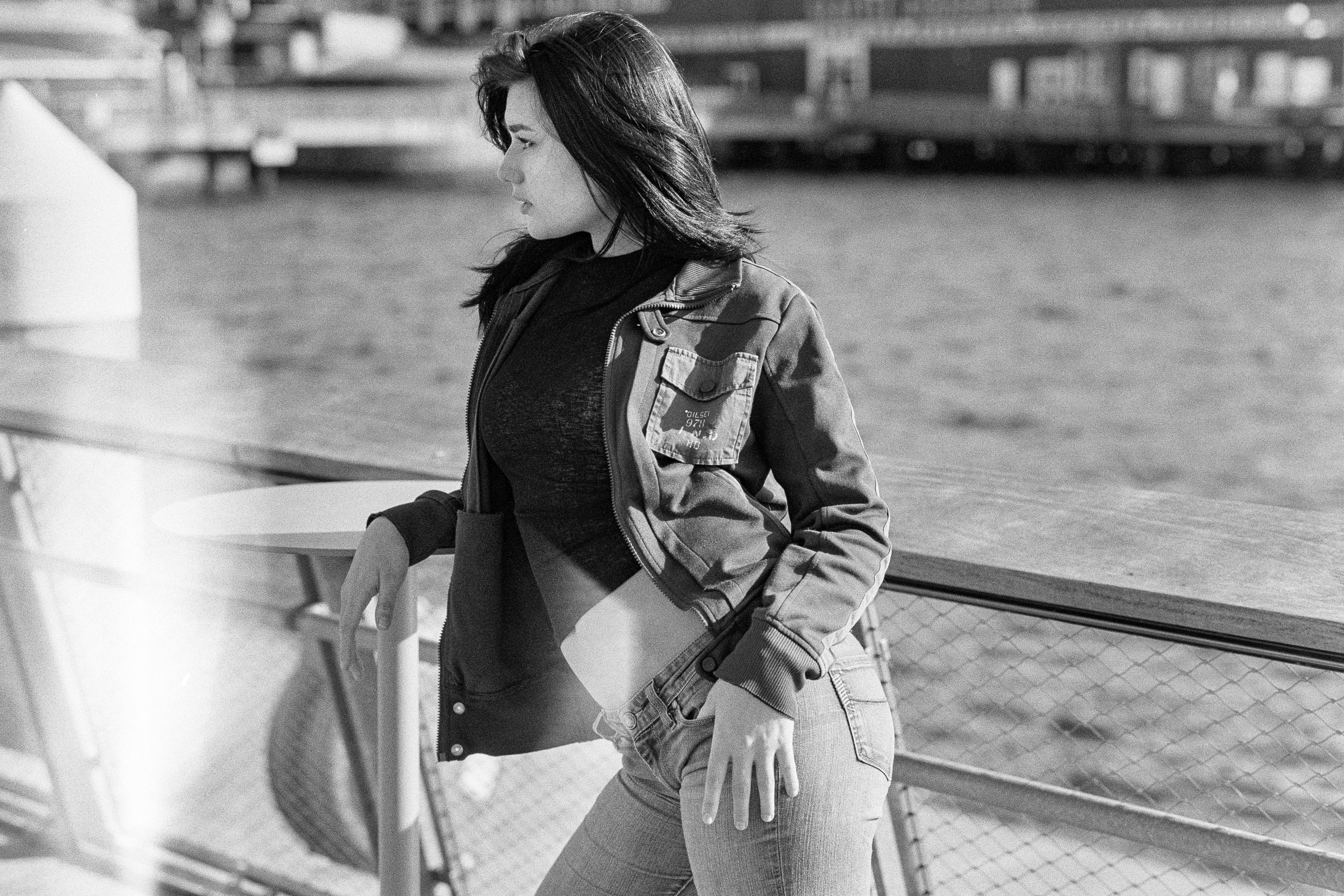 Denim jacket against the water