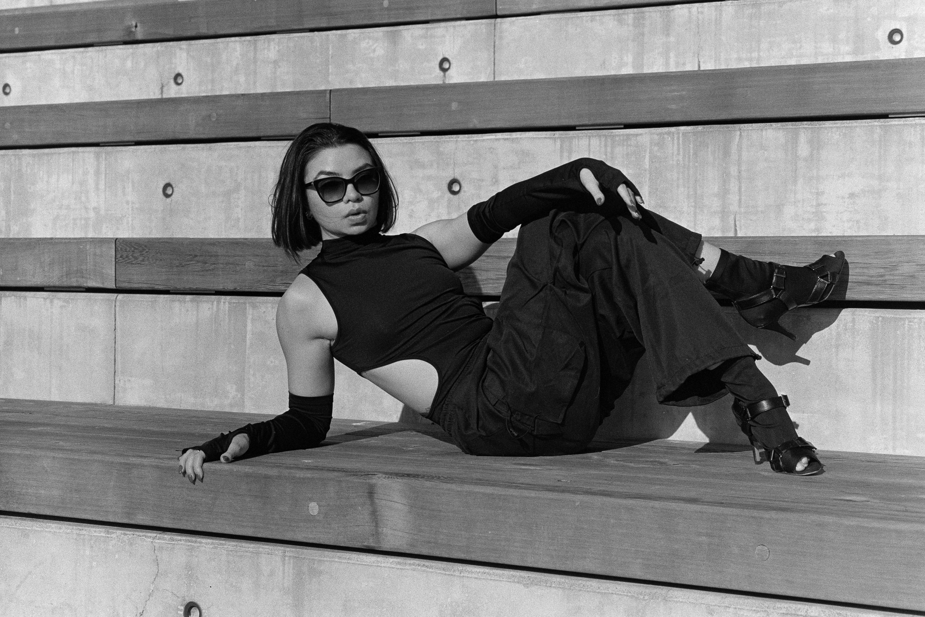 Reclining, hand at hip