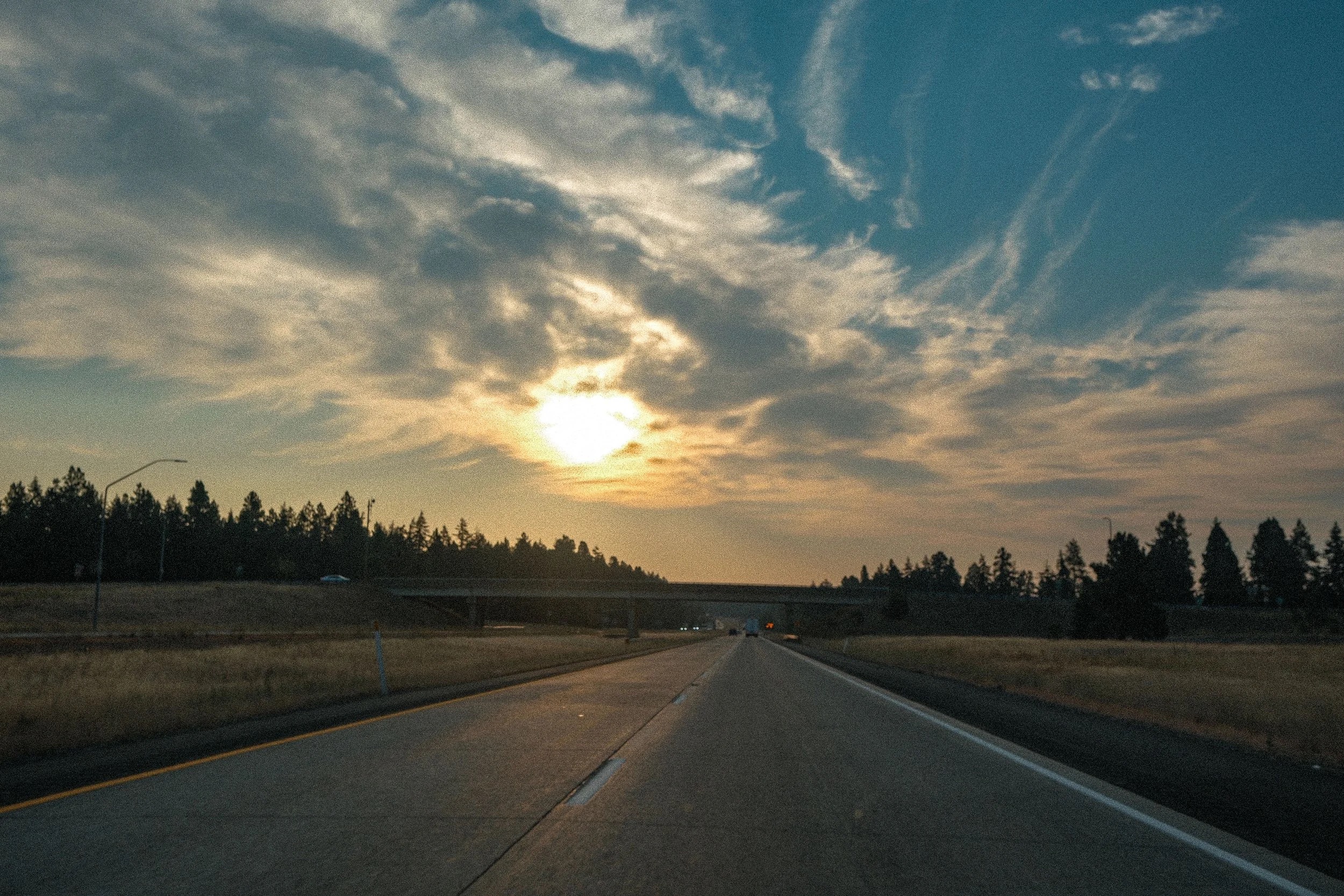 Sunset on the road to Montana